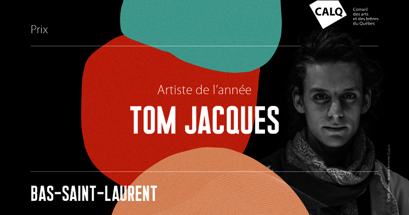 Tom Jacques reçoit le prix du CALQ - Artiste de l'année au Bas-Saint-Laurent