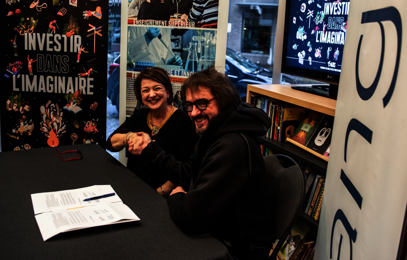 La PDG du Conseil des arts et des lettres du Québec, Anne-Marie Jean, en compagnie de Pierre-Olivier Rollin, directeur du BPS22