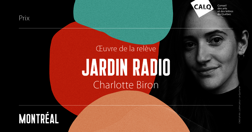 [Translate to English:] Charlotte Biron remporte le Prix du CALQ – Œuvre de la relève à Montréal (Montage photo: CALQ)