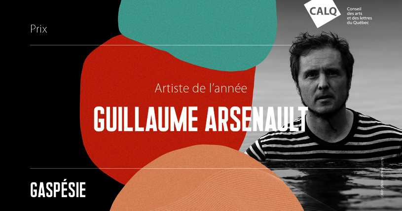 Guillaume Arsenault est sacré Artiste de l'année en Gaspésie par le CALQ. Crédit photo : Jérôme Landry