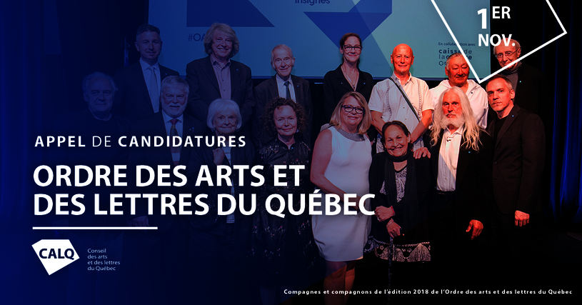 Compagnes et Compagnons de l'édition 2018 de l'Ordre des arts et des lettres du Québec
