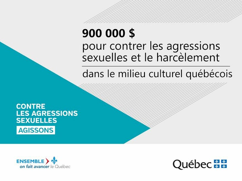 900 000 $ pour contrer les agressions sexuelles et le harcèlement dans le milieu culturel québécois