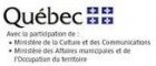 logo du Gouvernement du Québec indiquant la participation du ministère de la Culture et des Communications et du ministère des Affaires municipales et de l'Occupation du territoire
